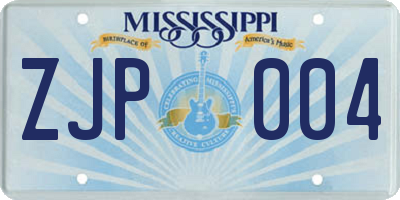 MS license plate ZJP004