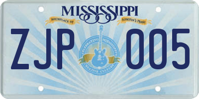 MS license plate ZJP005