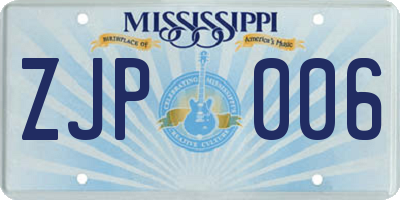MS license plate ZJP006