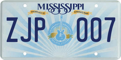 MS license plate ZJP007