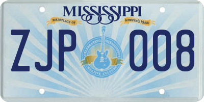 MS license plate ZJP008