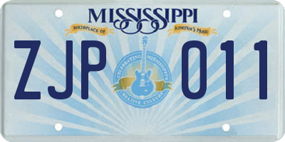 MS license plate ZJP011