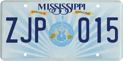 MS license plate ZJP015