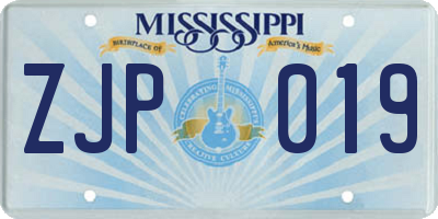 MS license plate ZJP019