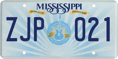 MS license plate ZJP021