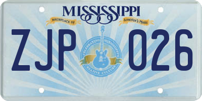 MS license plate ZJP026
