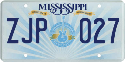 MS license plate ZJP027