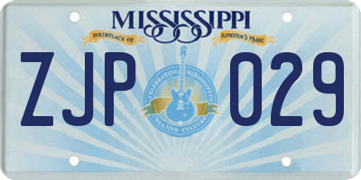 MS license plate ZJP029