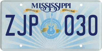 MS license plate ZJP030