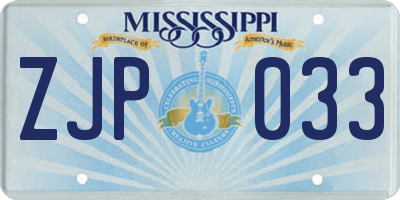 MS license plate ZJP033