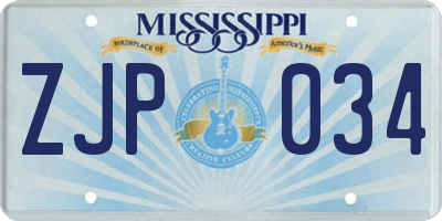 MS license plate ZJP034