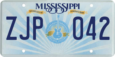 MS license plate ZJP042