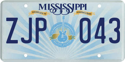 MS license plate ZJP043