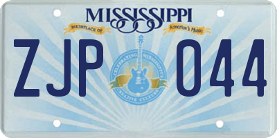 MS license plate ZJP044
