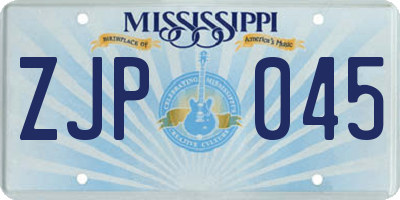 MS license plate ZJP045