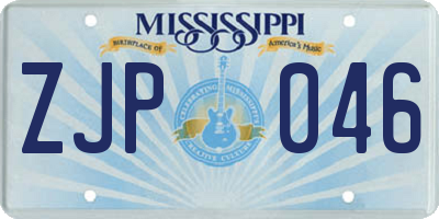 MS license plate ZJP046