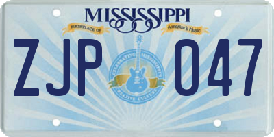 MS license plate ZJP047