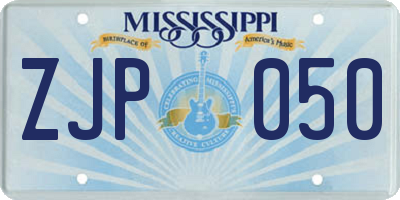 MS license plate ZJP050