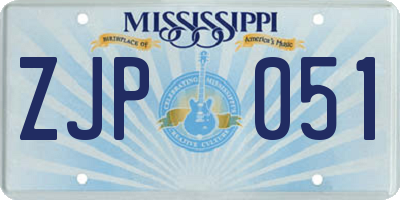 MS license plate ZJP051