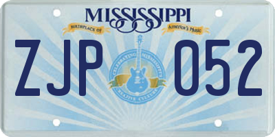 MS license plate ZJP052