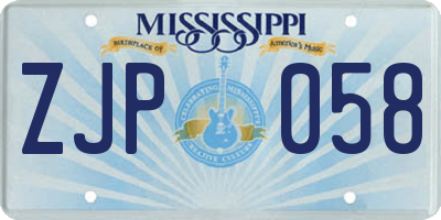 MS license plate ZJP058