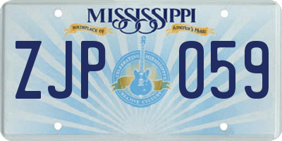MS license plate ZJP059