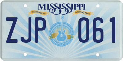 MS license plate ZJP061