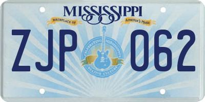 MS license plate ZJP062