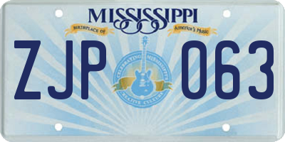 MS license plate ZJP063