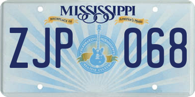 MS license plate ZJP068