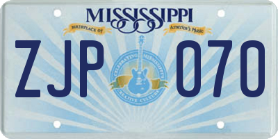MS license plate ZJP070