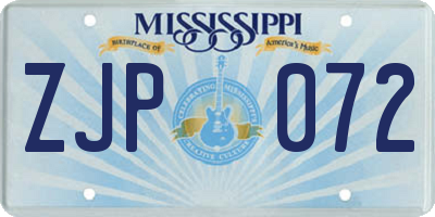 MS license plate ZJP072