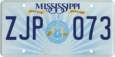MS license plate ZJP073