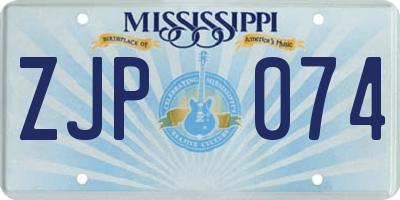 MS license plate ZJP074