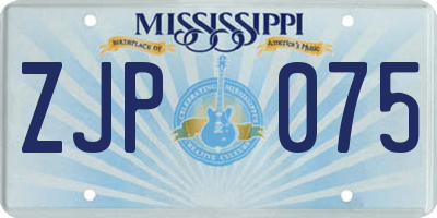 MS license plate ZJP075