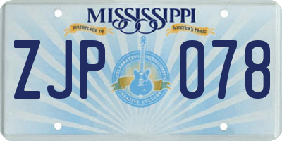 MS license plate ZJP078