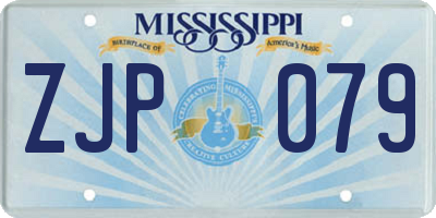MS license plate ZJP079