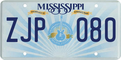 MS license plate ZJP080