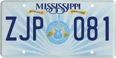 MS license plate ZJP081