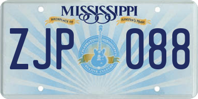 MS license plate ZJP088