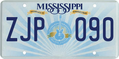 MS license plate ZJP090