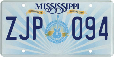 MS license plate ZJP094