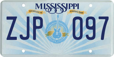 MS license plate ZJP097