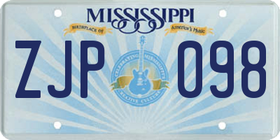 MS license plate ZJP098