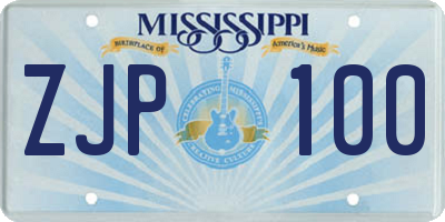 MS license plate ZJP100