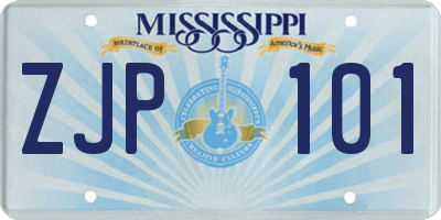 MS license plate ZJP101