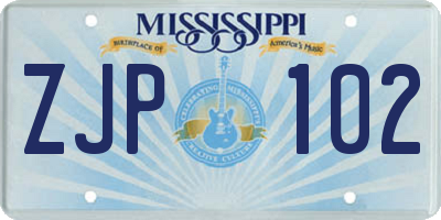 MS license plate ZJP102