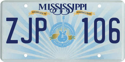 MS license plate ZJP106