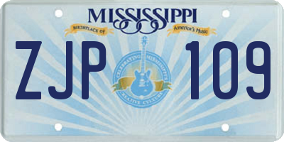 MS license plate ZJP109