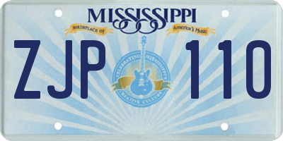 MS license plate ZJP110